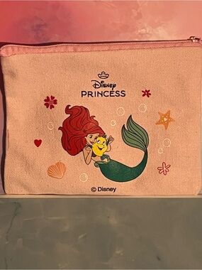 Disney Princess Ariel Pink Cosmetic Pouch with Green Tail